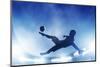 Football, Soccer Match. A Player Shooting on Goal Performing a Bicycle Kick. Lights on the Stadium-Michal Bednarek-Mounted Photographic Print