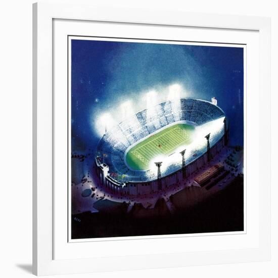 "Football Stadium at Night,"October 1, 1938-Wesley Neff-Framed Giclee Print