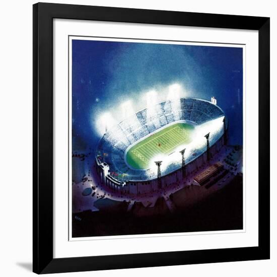 "Football Stadium at Night,"October 1, 1938-Wesley Neff-Framed Giclee Print