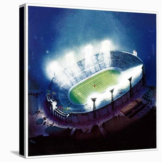 "Football Stadium at Night,"October 1, 1938-Wesley Neff-Stretched Canvas