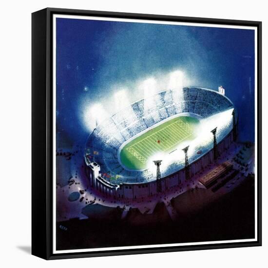 "Football Stadium at Night,"October 1, 1938-Wesley Neff-Framed Stretched Canvas