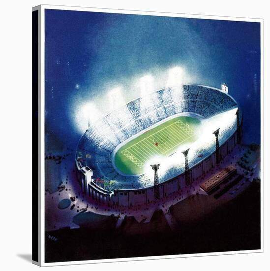 "Football Stadium at Night,"October 1, 1938-Wesley Neff-Stretched Canvas