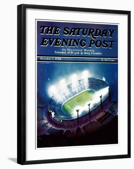 "Football Stadium at Night," Saturday Evening Post Cover, October 1, 1938-Wesley Neff-Framed Giclee Print