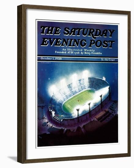 "Football Stadium at Night," Saturday Evening Post Cover, October 1, 1938-Wesley Neff-Framed Giclee Print