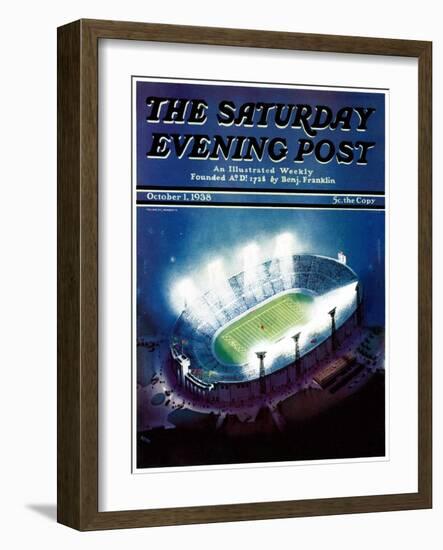 "Football Stadium at Night," Saturday Evening Post Cover, October 1, 1938-Wesley Neff-Framed Giclee Print