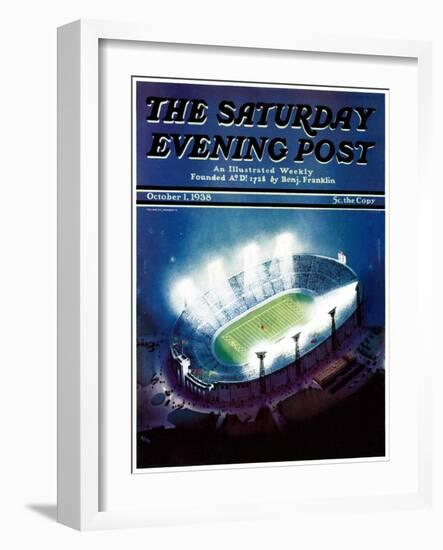 "Football Stadium at Night," Saturday Evening Post Cover, October 1, 1938-Wesley Neff-Framed Giclee Print