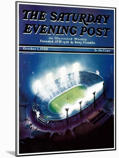 "Football Stadium at Night," Saturday Evening Post Cover, October 1, 1938-Wesley Neff-Mounted Giclee Print