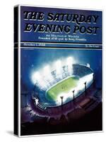 "Football Stadium at Night," Saturday Evening Post Cover, October 1, 1938-Wesley Neff-Stretched Canvas
