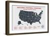 Football Stadium Bucket List Map in Beige-Ren Lane-Framed Art Print