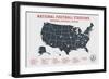 Football Stadium Bucket List Map in Beige-Ren Lane-Framed Art Print