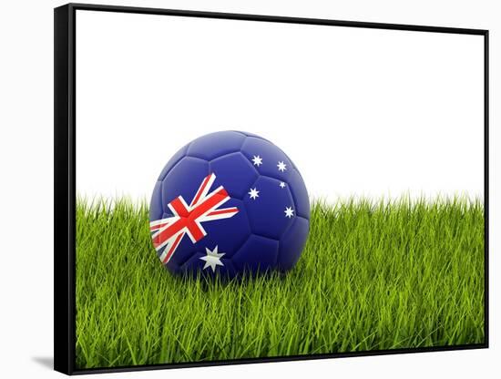 Football with Flag of Australia-Mikhail Mishchenko-Framed Stretched Canvas
