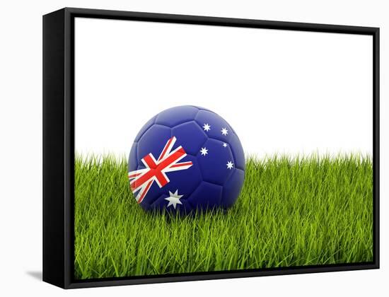 Football with Flag of Australia-Mikhail Mishchenko-Framed Stretched Canvas