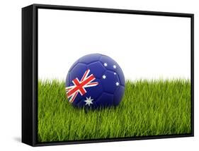 Football with Flag of Australia-Mikhail Mishchenko-Framed Stretched Canvas