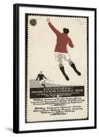 Footballer Leaps for the Ball on a Poster for a Norwegian Sports Calendar-null-Framed Photographic Print