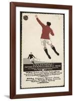 Footballer Leaps for the Ball on a Poster for a Norwegian Sports Calendar-null-Framed Photographic Print