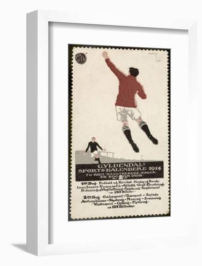 Footballer Leaps for the Ball on a Poster for a Norwegian Sports Calendar-null-Framed Photographic Print