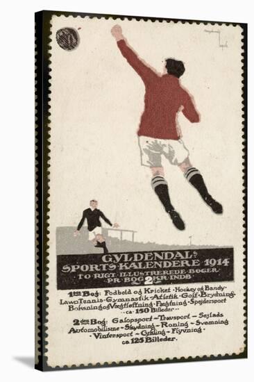 Footballer Leaps for the Ball on a Poster for a Norwegian Sports Calendar-null-Stretched Canvas