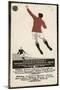 Footballer Leaps for the Ball on a Poster for a Norwegian Sports Calendar-null-Mounted Premium Photographic Print