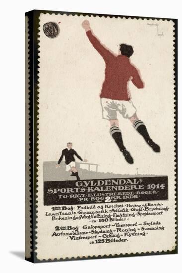 Footballer Leaps for the Ball on a Poster for a Norwegian Sports Calendar-null-Stretched Canvas