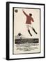 Footballer Leaps for the Ball on a Poster for a Norwegian Sports Calendar-null-Framed Photographic Print