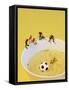 Footballers Looking for Ball in Noodle Soup Pond-Martina Schindler-Framed Stretched Canvas