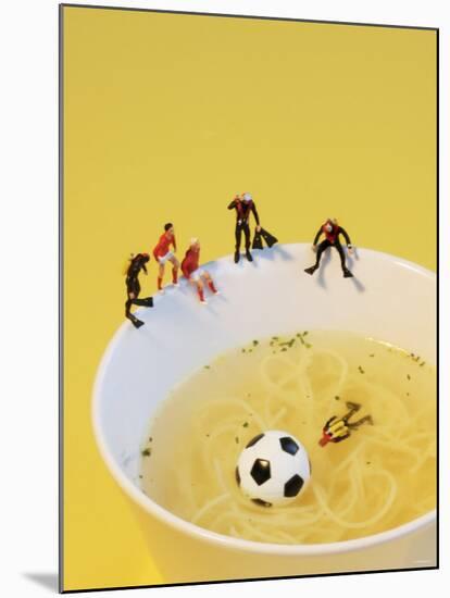 Footballers Looking for Ball in Noodle Soup Pond-Martina Schindler-Mounted Photographic Print