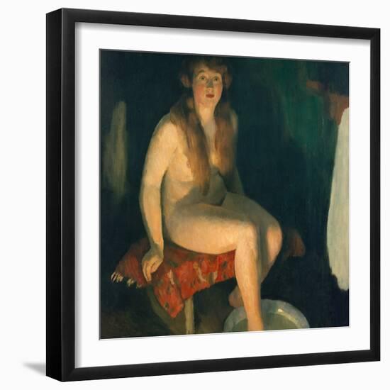 Footbath in front of the fireplace-Erik Theodor Werenskiold-Framed Giclee Print