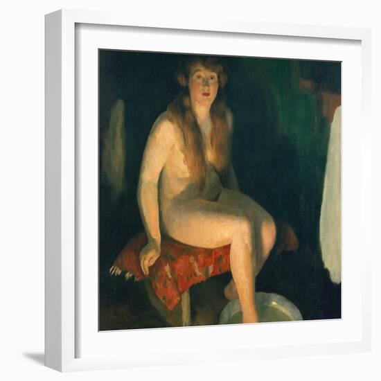 Footbath in front of the fireplace-Erik Theodor Werenskiold-Framed Giclee Print