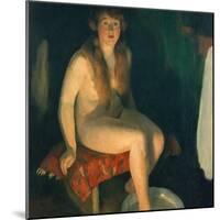 Footbath in front of the fireplace-Erik Theodor Werenskiold-Mounted Giclee Print