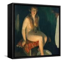 Footbath in front of the fireplace-Erik Theodor Werenskiold-Framed Stretched Canvas