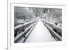 Footbridge Covered in Snow, Silver Falls State Park, Oregon, USA-Craig Tuttle-Framed Photographic Print