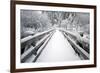 Footbridge Covered in Snow, Silver Falls State Park, Oregon, USA-Craig Tuttle-Framed Photographic Print