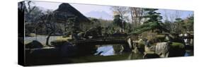 Footbridge in a Garden, Japanese Garden, Oshino, Japan-null-Stretched Canvas