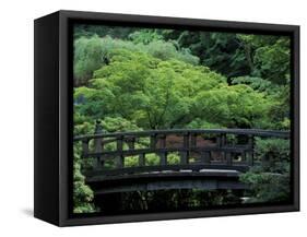 Footbridge in Japanese Garden, Portland, Oregon, USA-Adam Jones-Framed Stretched Canvas