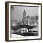 Footbridge in Snowy Central Park-null-Framed Premium Photographic Print