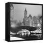 Footbridge in Snowy Central Park-null-Framed Stretched Canvas