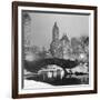 Footbridge in Snowy Central Park-null-Framed Photographic Print