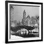 Footbridge in Snowy Central Park-null-Framed Photographic Print