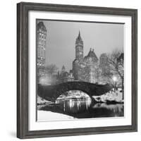 Footbridge in Snowy Central Park-null-Framed Photographic Print