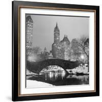 Footbridge in Snowy Central Park-null-Framed Photographic Print