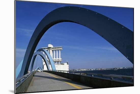 Footbridge in the Nagoya Port District, Honshu, Japan-null-Mounted Giclee Print