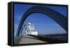 Footbridge in the Nagoya Port District, Honshu, Japan-null-Framed Stretched Canvas