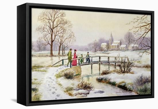 Footbridge in Winter-Stanley Cooke-Framed Stretched Canvas