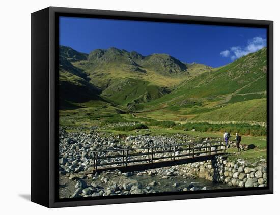 Footbridge over Oxendale Beck Near Crinkle Crags, Lake District National Park, Cumbria, England, UK-Maxwell Duncan-Framed Stretched Canvas