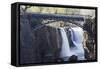 Footbridge Over The Great Falls, Paterson, NJ-George Oze-Framed Stretched Canvas