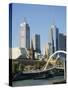 Footbridge Over the River Yarra and City Skyline, Melbourne, Victoria, Australia-Ken Gillham-Stretched Canvas