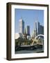 Footbridge Over the River Yarra and City Skyline, Melbourne, Victoria, Australia-Ken Gillham-Framed Photographic Print
