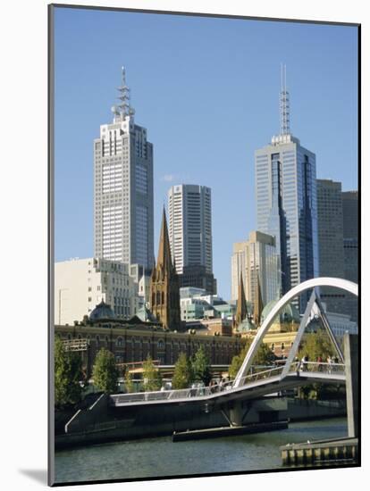 Footbridge Over the River Yarra and City Skyline, Melbourne, Victoria, Australia-Ken Gillham-Mounted Photographic Print