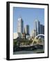 Footbridge Over the River Yarra and City Skyline, Melbourne, Victoria, Australia-Ken Gillham-Framed Photographic Print