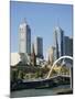 Footbridge Over the River Yarra and City Skyline, Melbourne, Victoria, Australia-Ken Gillham-Mounted Photographic Print